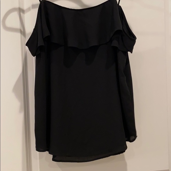 Loft off the shoulder chiffon black tank top - Picture 4 of 4